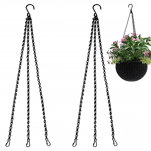 Ланцюжки для підвісних кошиків 2 шт. Металеві 3-рівневі Чорні - Фото 1