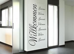 Наклейка на стіну Grandora W3014 Welcome 8 мов чорна 58 x 117 см synthetic.ua - Фото 1