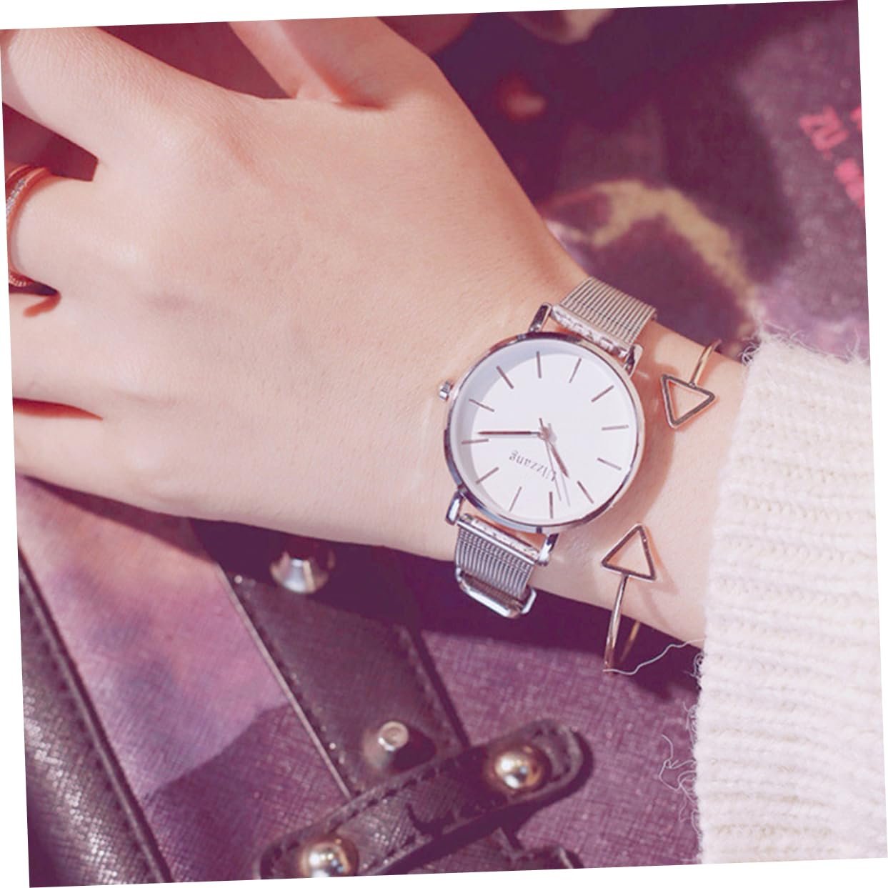 Годинник LIFKOME 1st жіночий срібний браслет, білий, фото №5