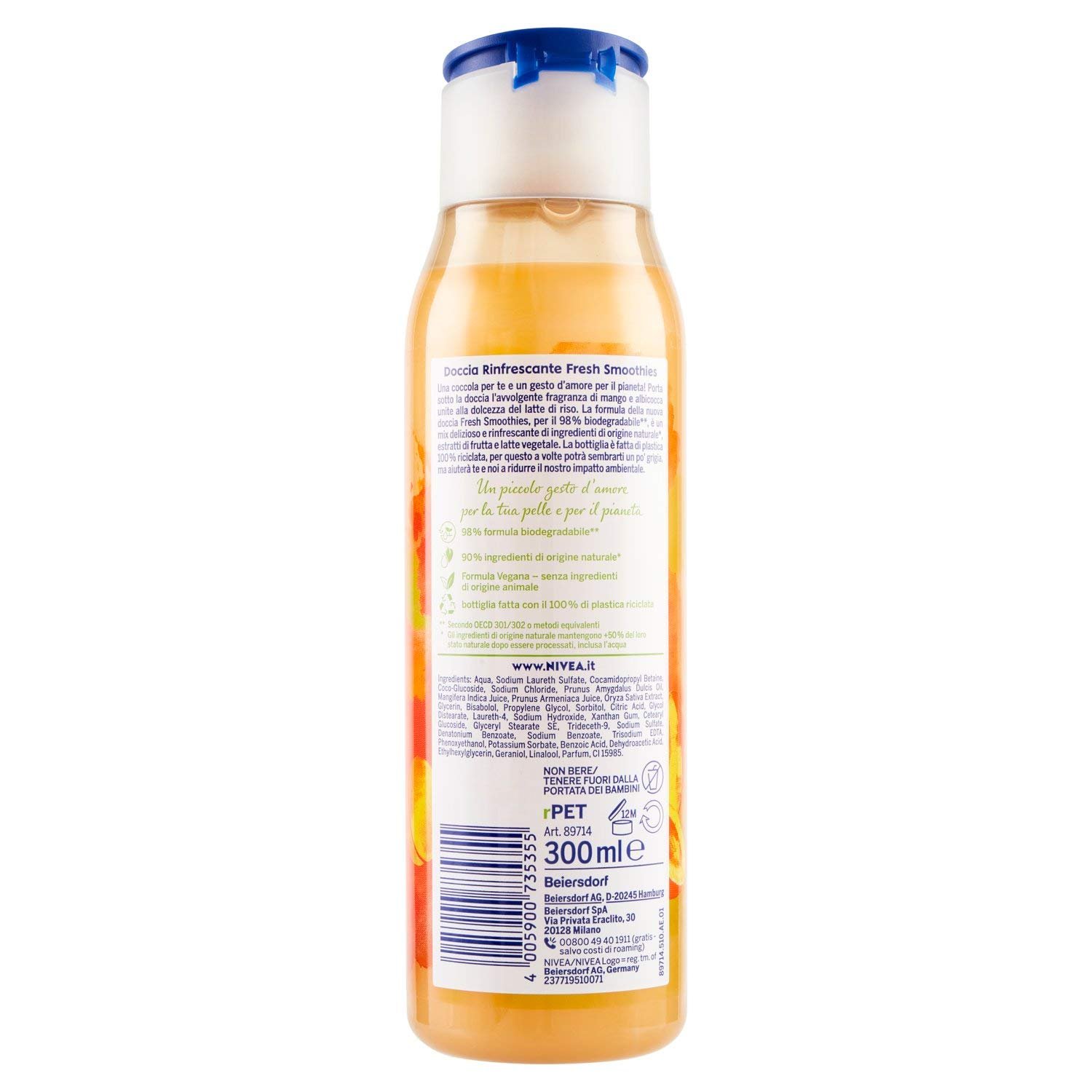 Освежающий гель для душа Nivea Fresh Smoothies Абрикос и манго 300 мл, фото №3