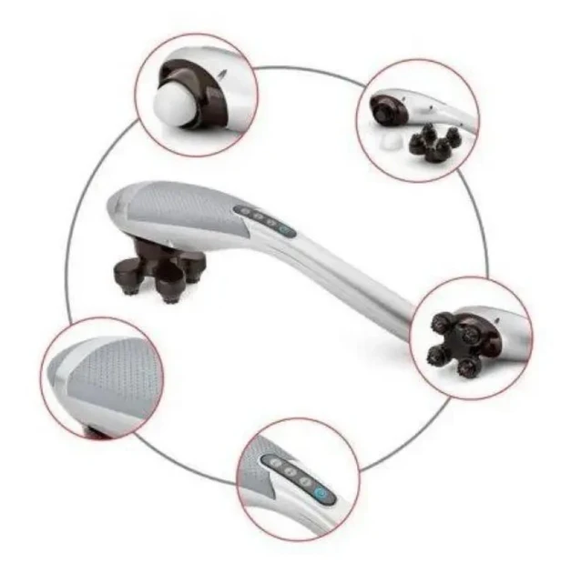 Вибромассажер для спины и тела Magic Touch massager HSM 50303 4в1 Серый с насадками, фото №3
