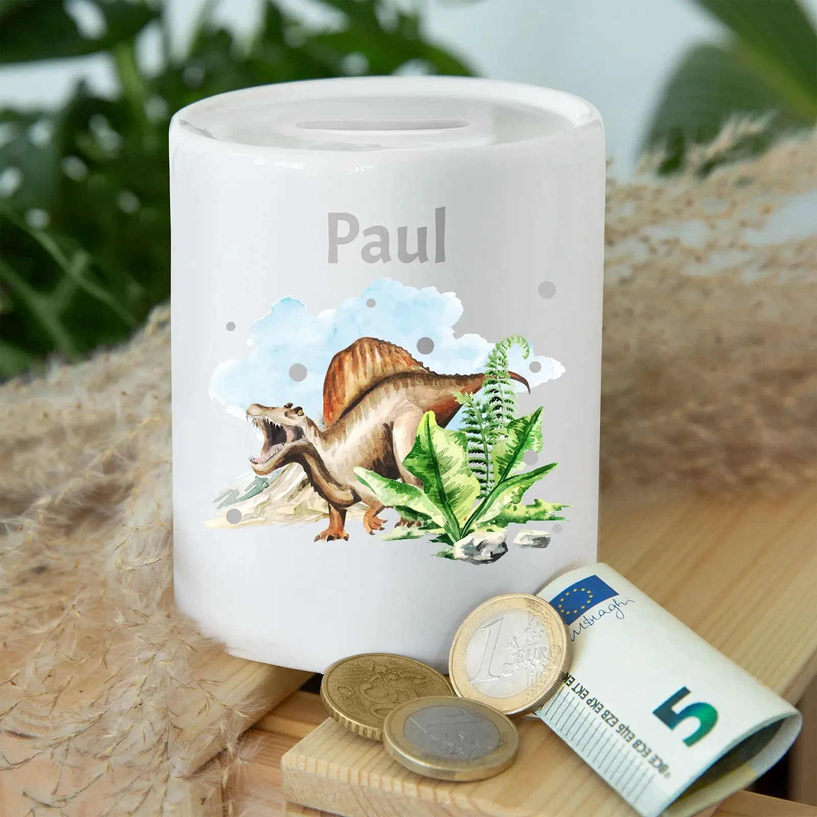 Скарбничка Динозавр Керамічна Біла Персоналізована One Size, фото №5