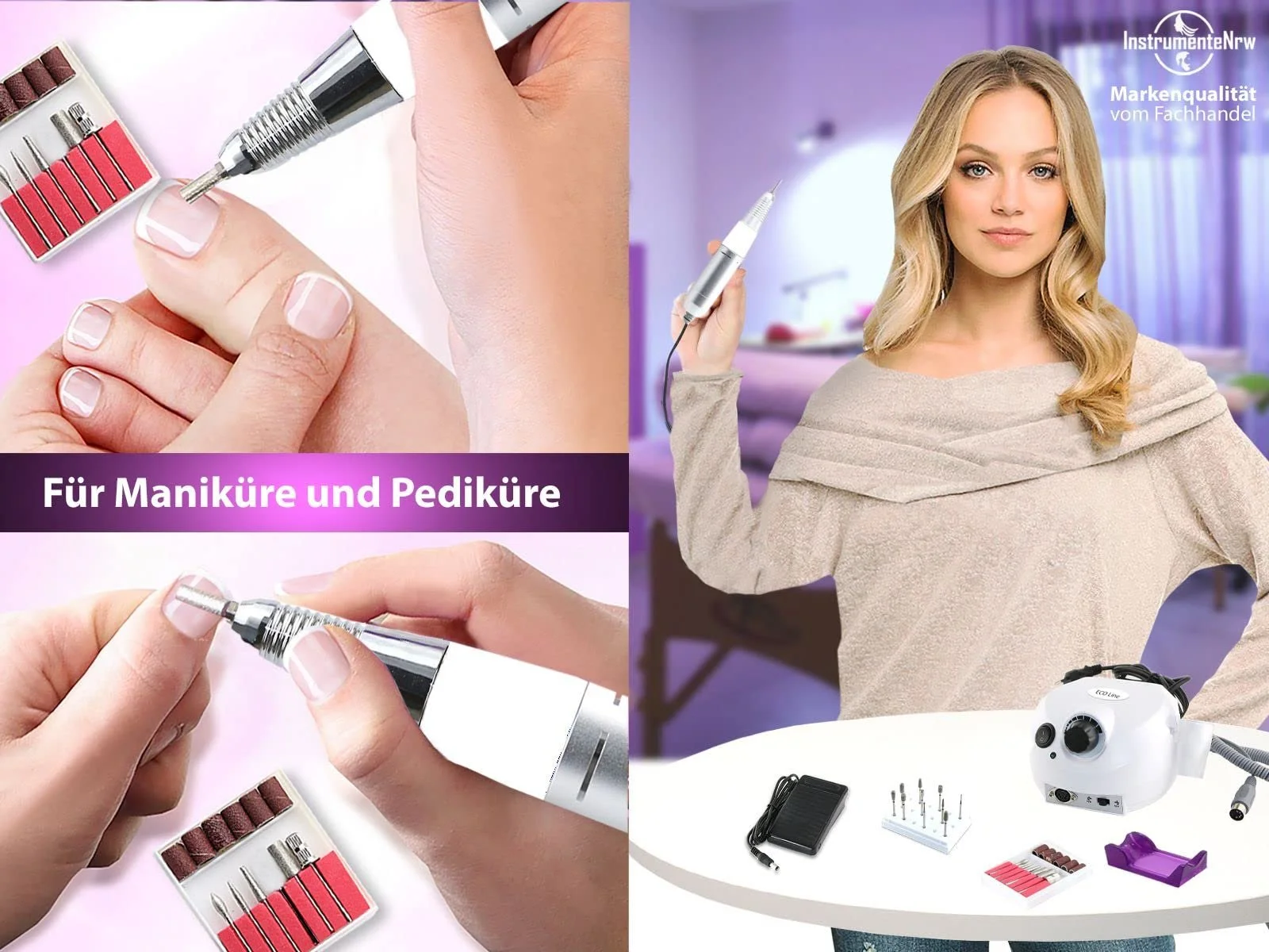 Пристрій для догляду за ногами Professional Manicure Pedicure Set Milling Cutter Device 0 до 25,000 обертів (Basic Device + DIA Complete Set), фото №5