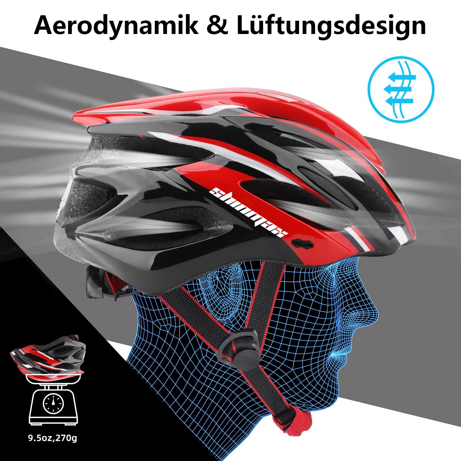 Шолом велосипедний Shinmax з LED підсвічуванням та знімним козирком, фото №5