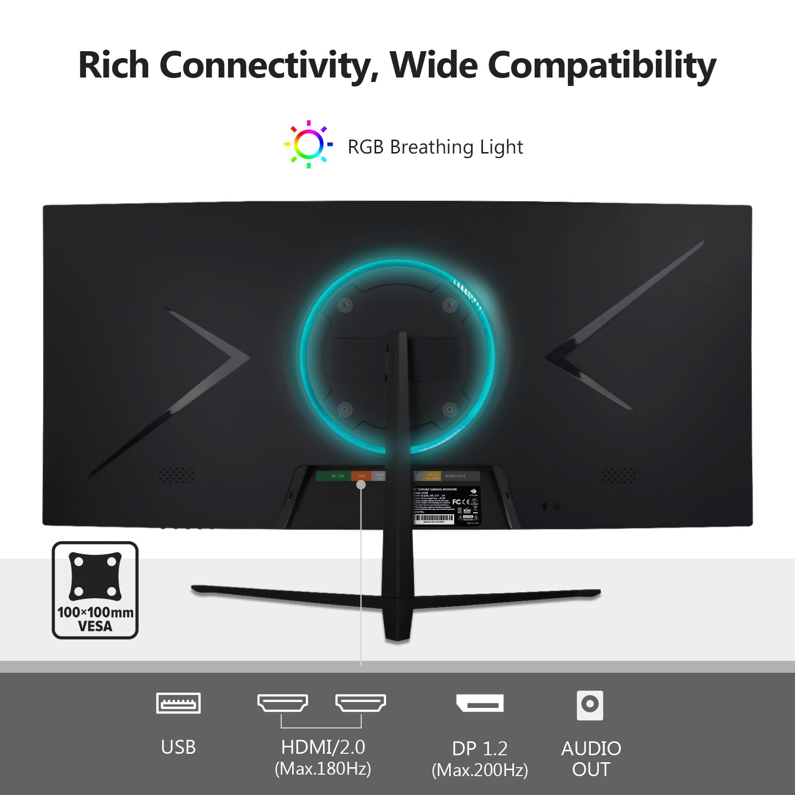 Монітор Z-Edge UG30 Ігровий 30-дюймовий 200Hz 1ms MPRT 21:9 2560 x 1080 R1500 Чорний, фото №6