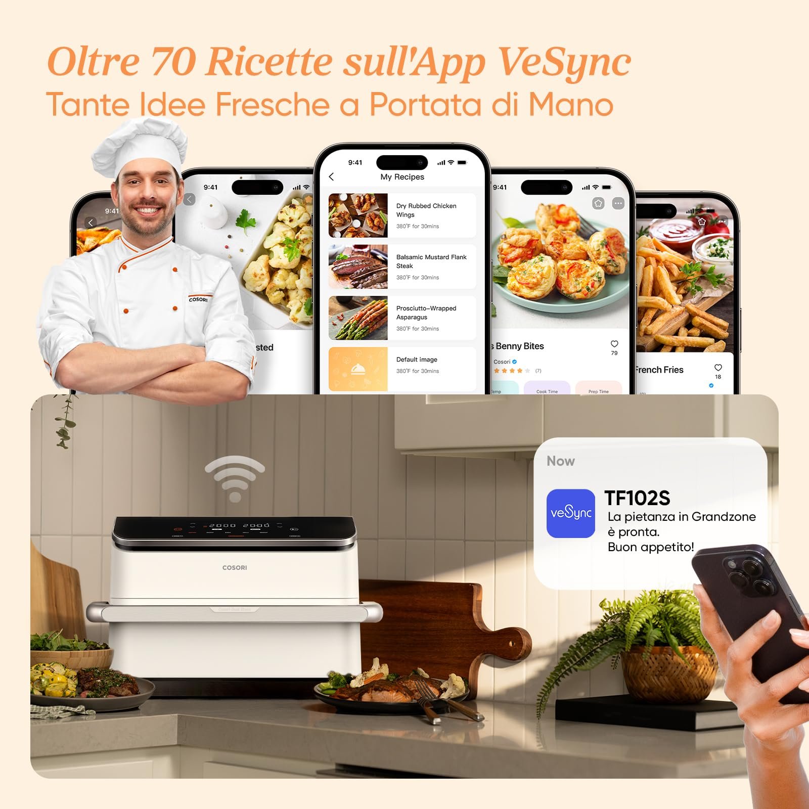 Мультипіч COSORI Dual Blaze TwinFry 10 л 2 кошики по 5 л WiFi 2800 Вт біла, фото №7 Мультипіч COSORI Dual Blaze TwinFry 10 л 2 кошики по 5 л WiFi 2800 Вт біла, фото №7