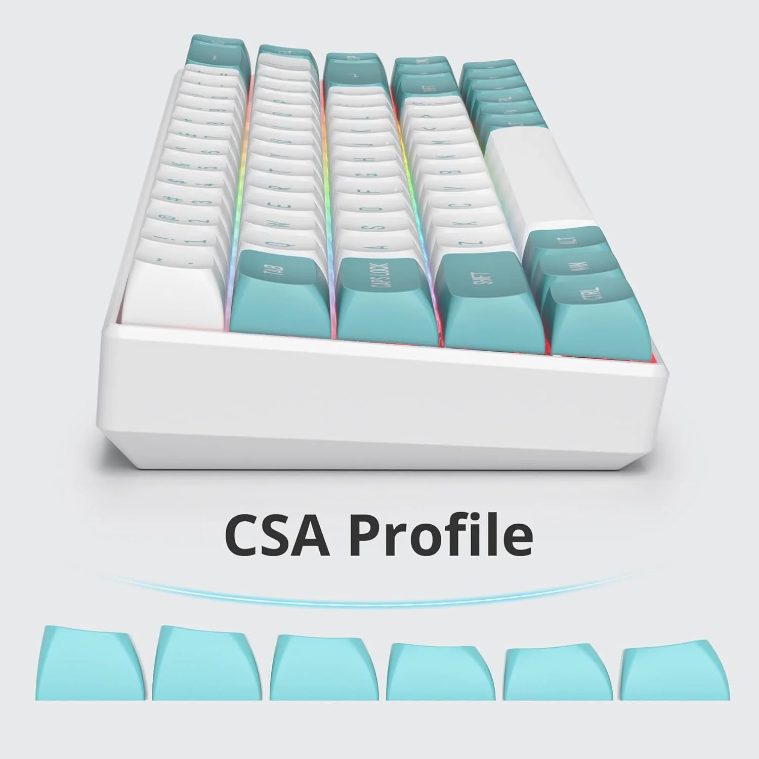 Кейкапи Topwang Keycaps 61 клавіша Білий-Голубий, фото №1