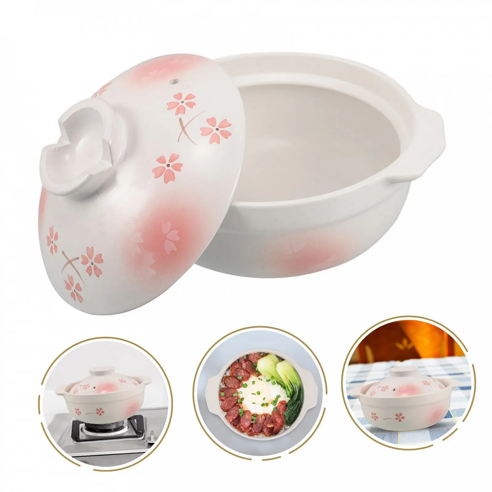 Глиняный горшок Donabe Японский жаростойкая керамика с крышкой, фото №7