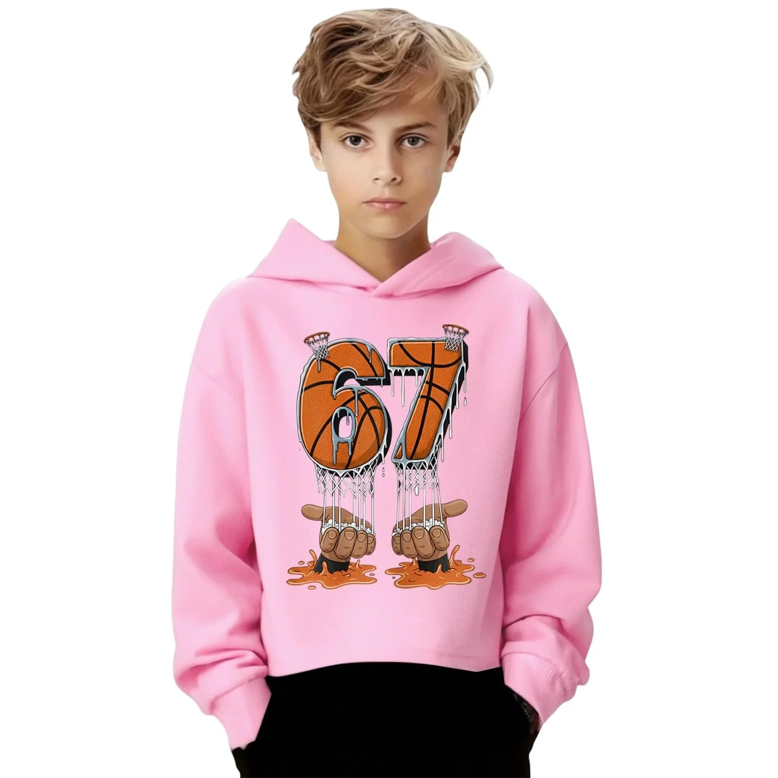 Худи с мемом 67 для мальчиков, худи с длинными рукавами и принтом 67, повседневный свободный свитшот, уличная одежда, куртка для мальчиков и девочек, фото №5