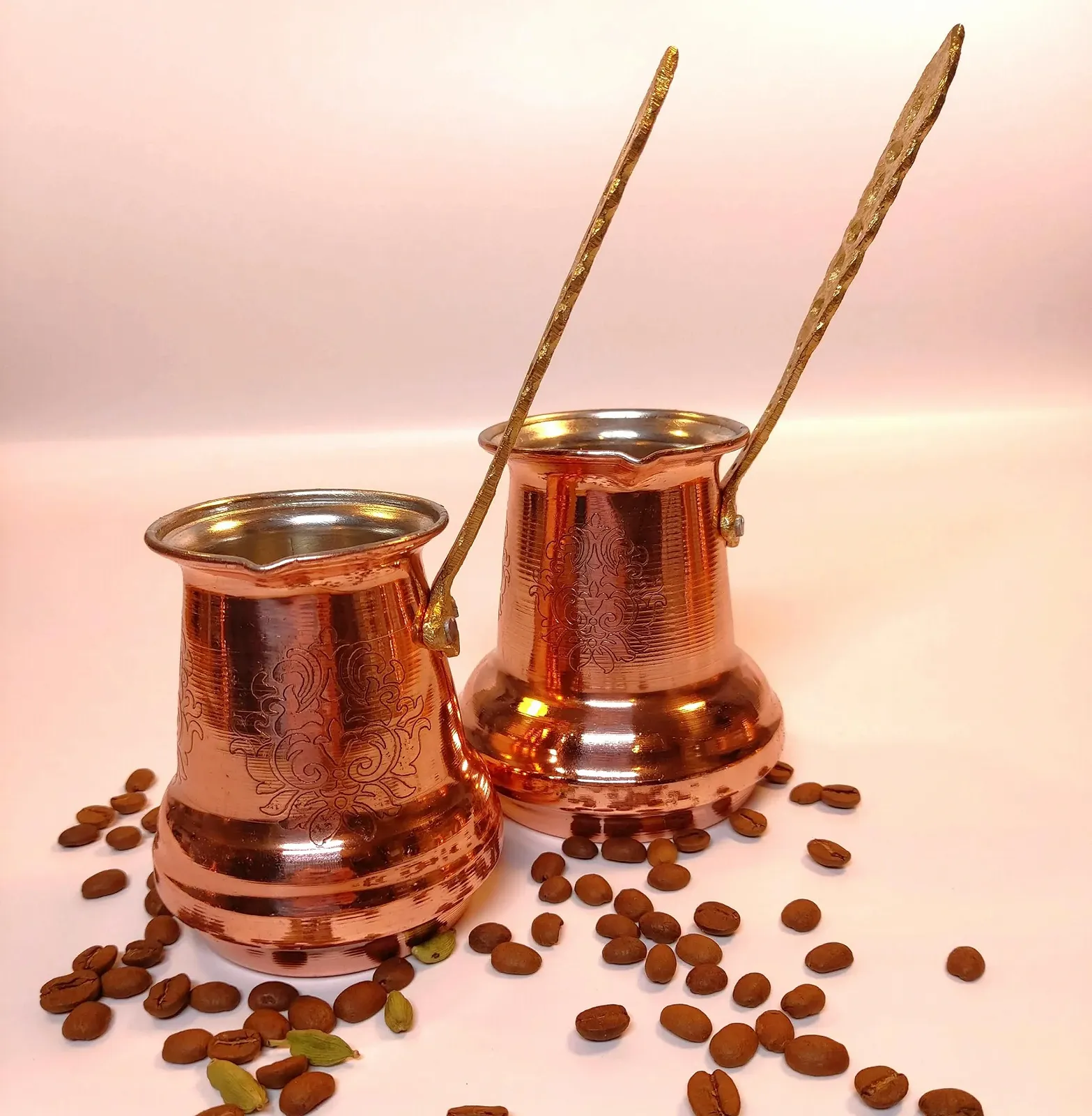 Турка LEO Design для турецької кави 5 розмірів Мідна Cezve Ibrik Briki з дерев'яною/латунною ручкою, фото №3