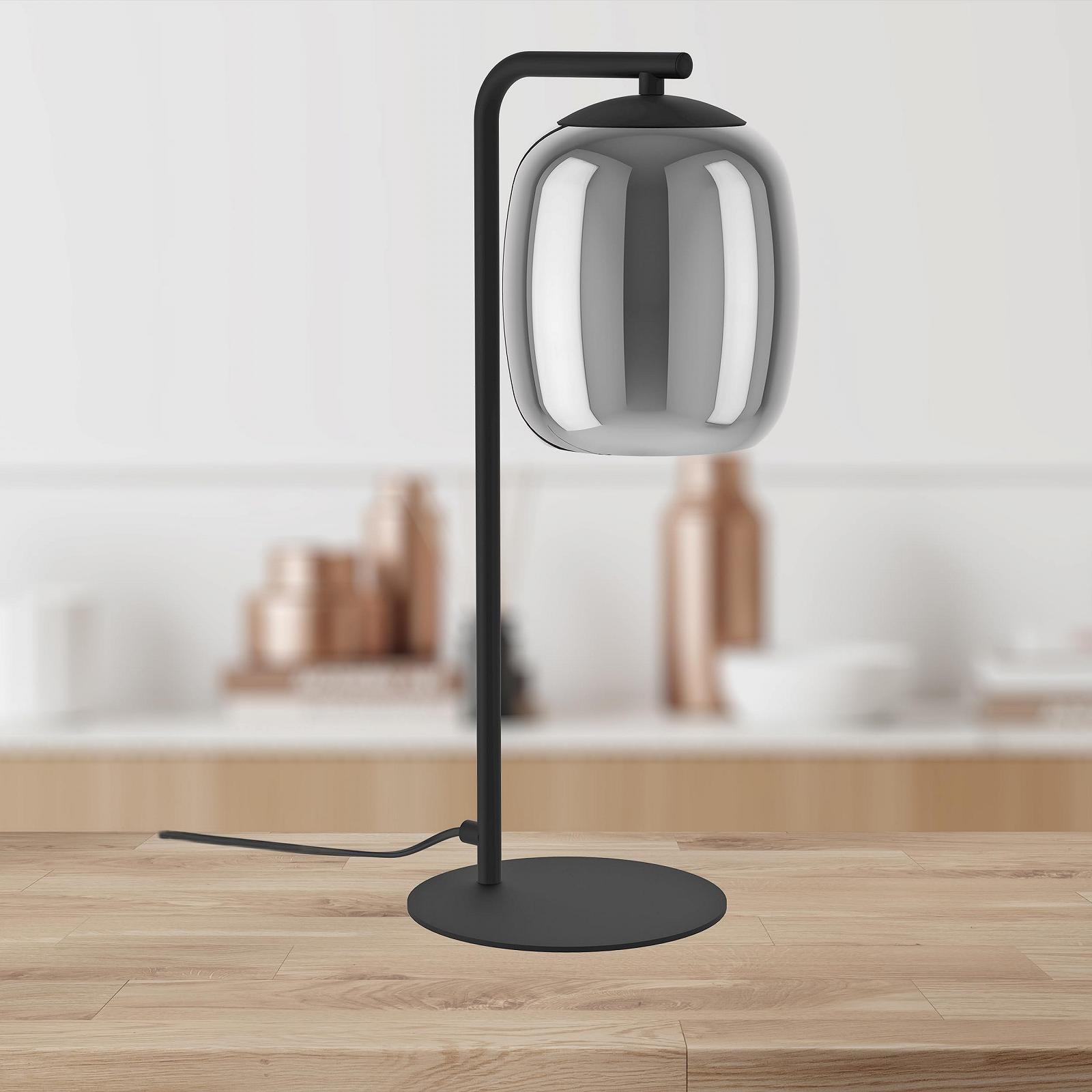 Настільна лампа EGLO Ciampino металева з димчастим склом E27 45 см Чорна/Сіра, фото №2