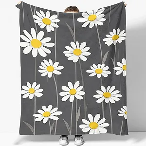 Фланелева Покривало з простим малюнком ромашки 220 x 240 см - Фото 1