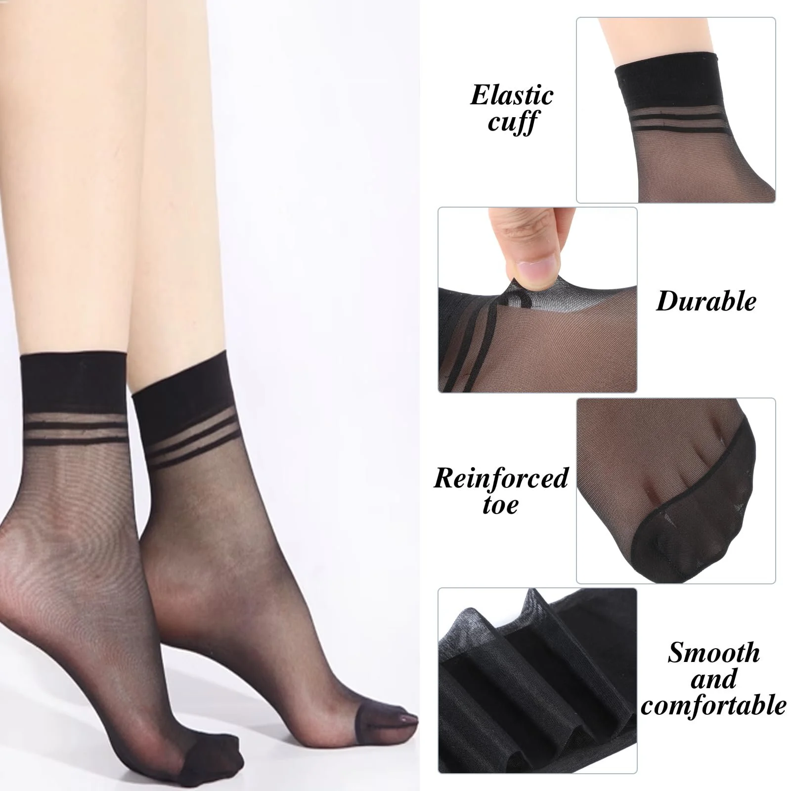 12 пар тонких нейлонових панчіх Жіночі прозорі шкарпетки, фото №2