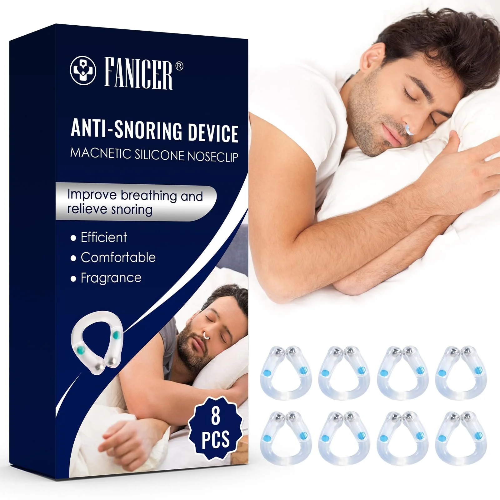 Кліпса для носа проти хропіння (8 шт.) Магнітний роздільник для носа, фото №1 Кліпса для носа проти хропіння (8 шт.) Магнітний роздільник для носа, фото №1