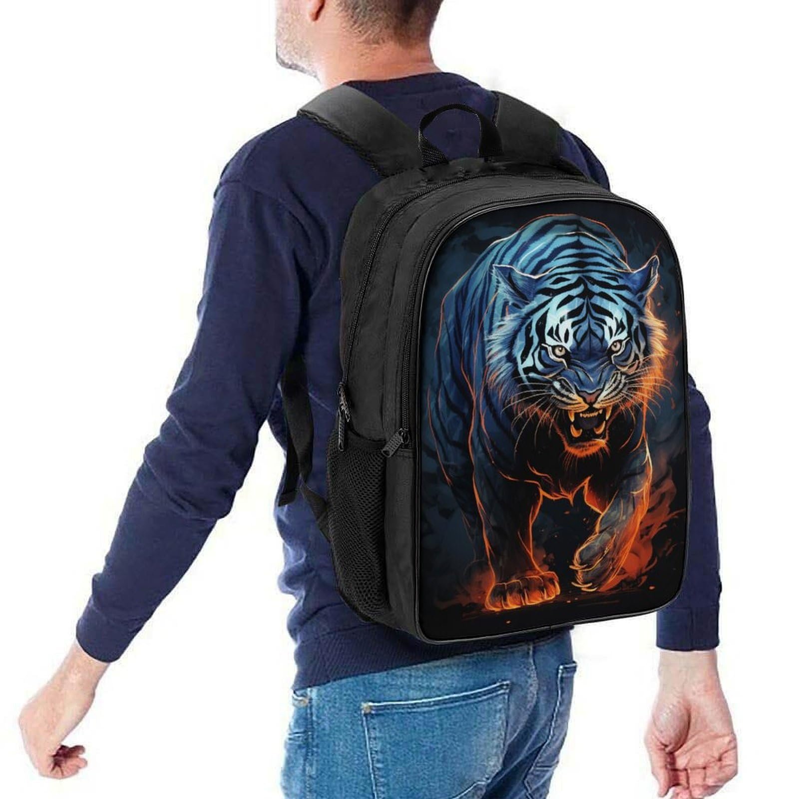 Рюкзак DPEOANEBN Tiger 3D, дитячий, великий, шкільний, 40x28x16 см, фото №5