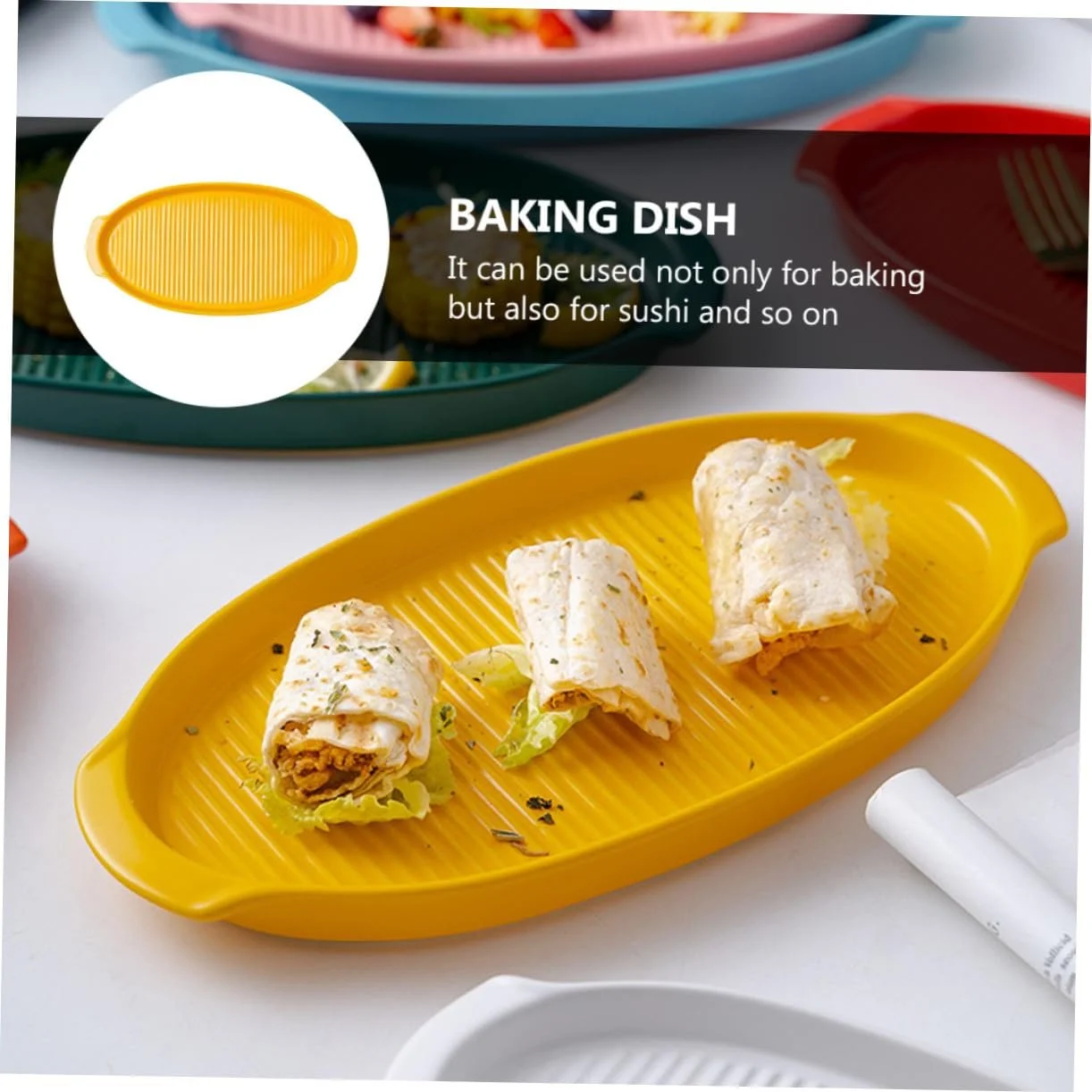 Форма для запекания Овальная Малая Керамическая с двойными ручками Термостойкая, фото №5