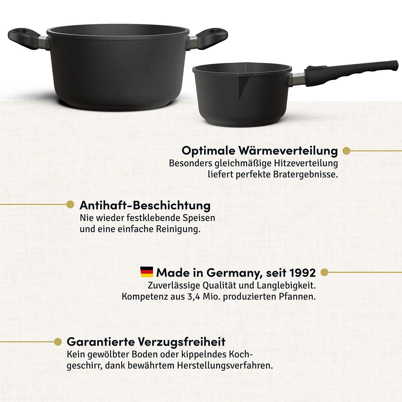 Набор кастрюль Hoffmann Induction 8-частей Черный, фото №4 Набор кастрюль Hoffmann Induction 8-частей Черный, фото №4