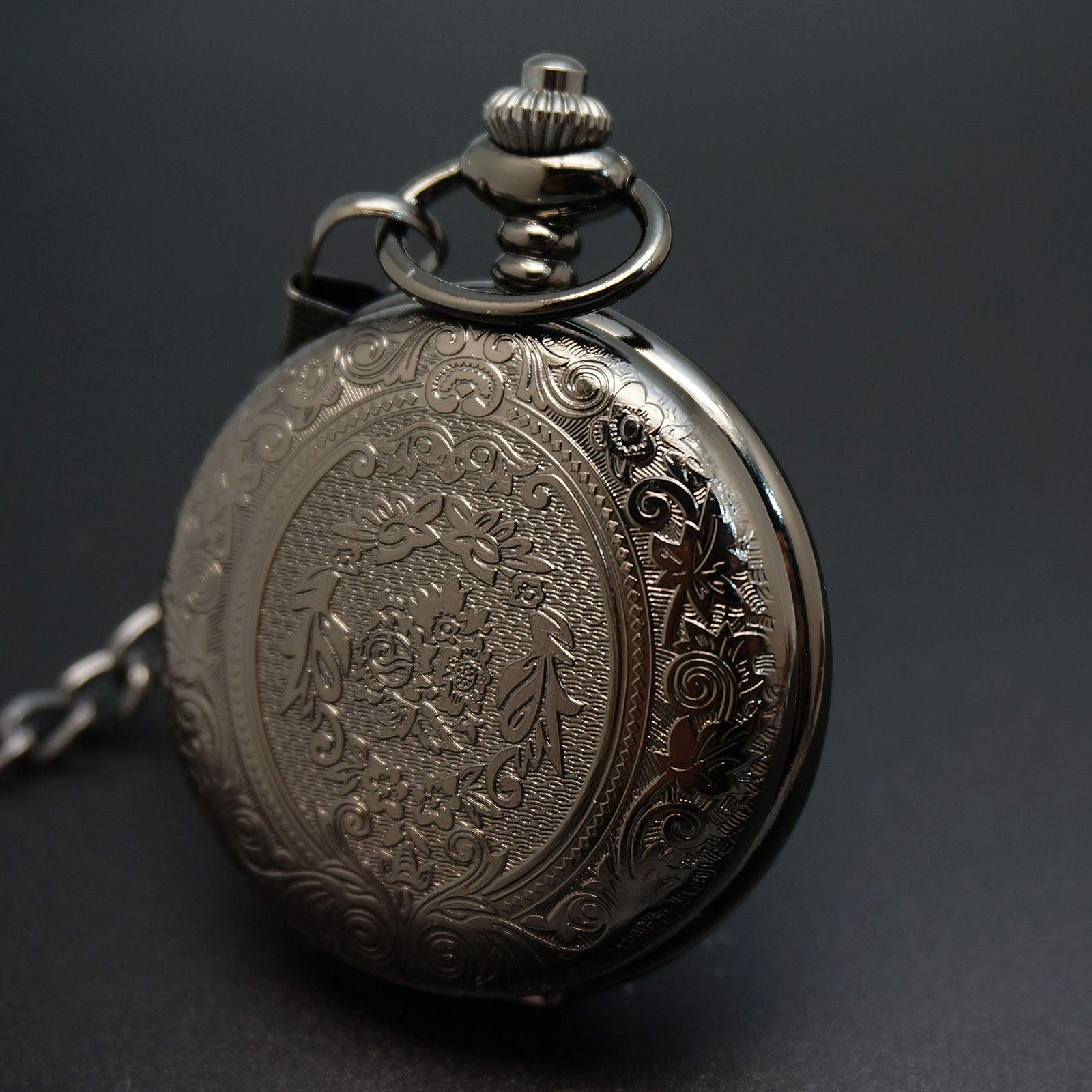 Taschenuhr JewelryWe Классическая Аналоговая Кварцевая Серебряная Зелёный С циферблатом, который светится, фото №5