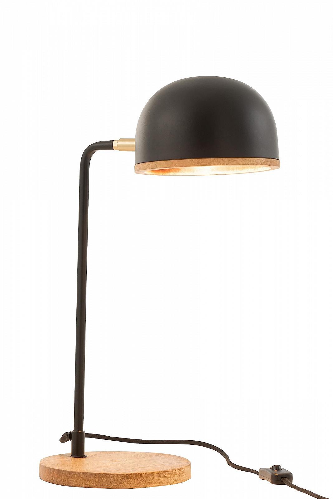 Настільна лампа J-Line Evy Залізо/Дерево Чорна/Натуральна, фото №2