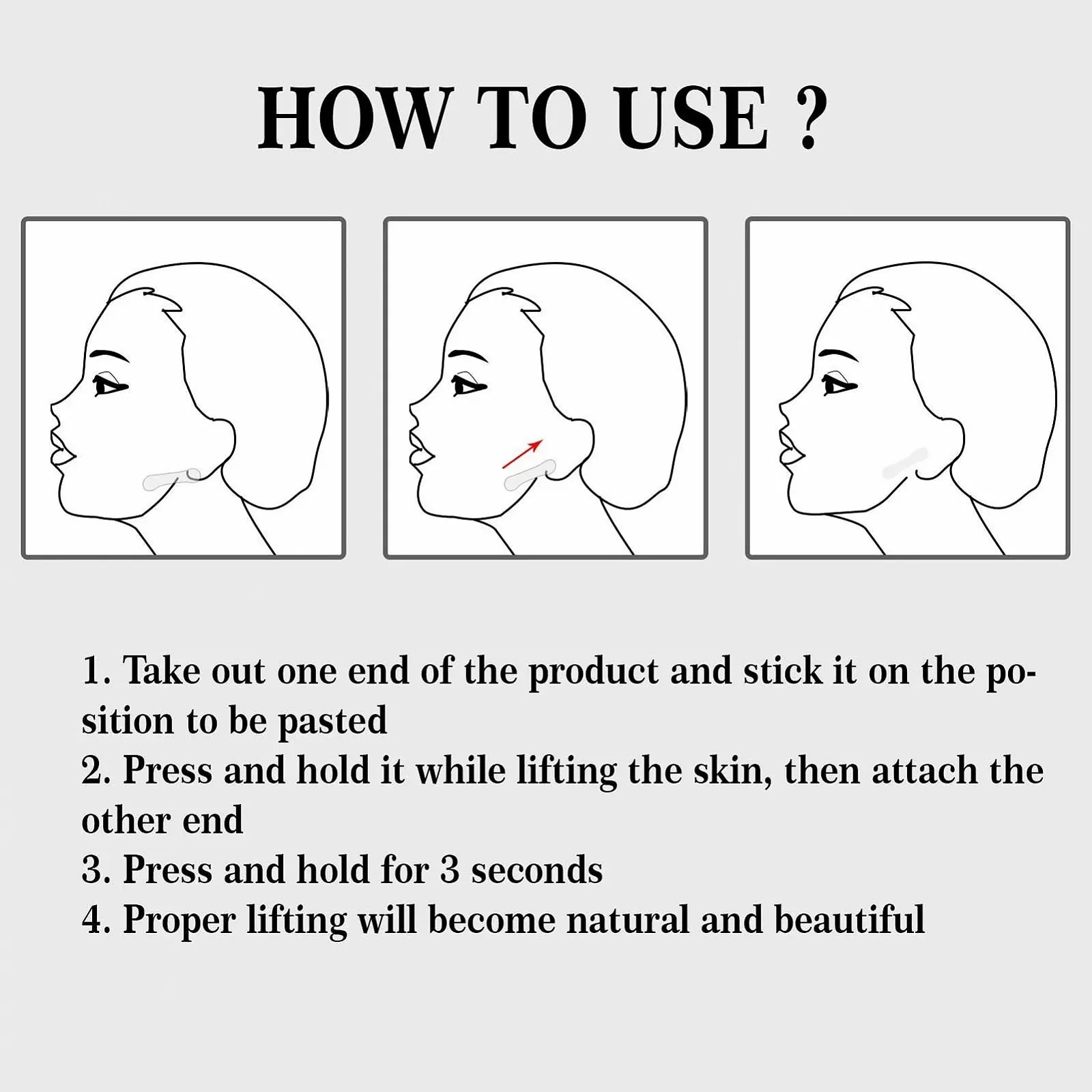 Стрічка для підтяжки обличчя Невидима, для освітлення дрібних зморшок та підтяжки, 100 штук в упаковці, фото №5