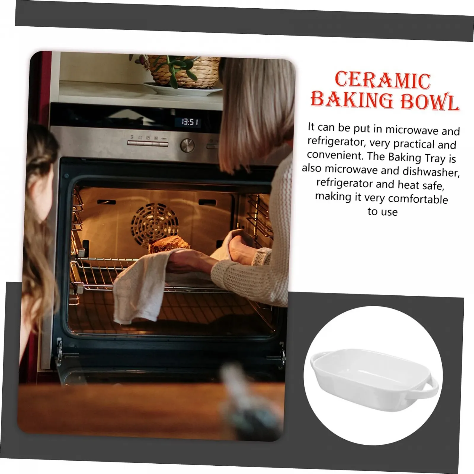 Форма для запекания SOIMISS керамическая с двойными ручками Универсальная, фото №2