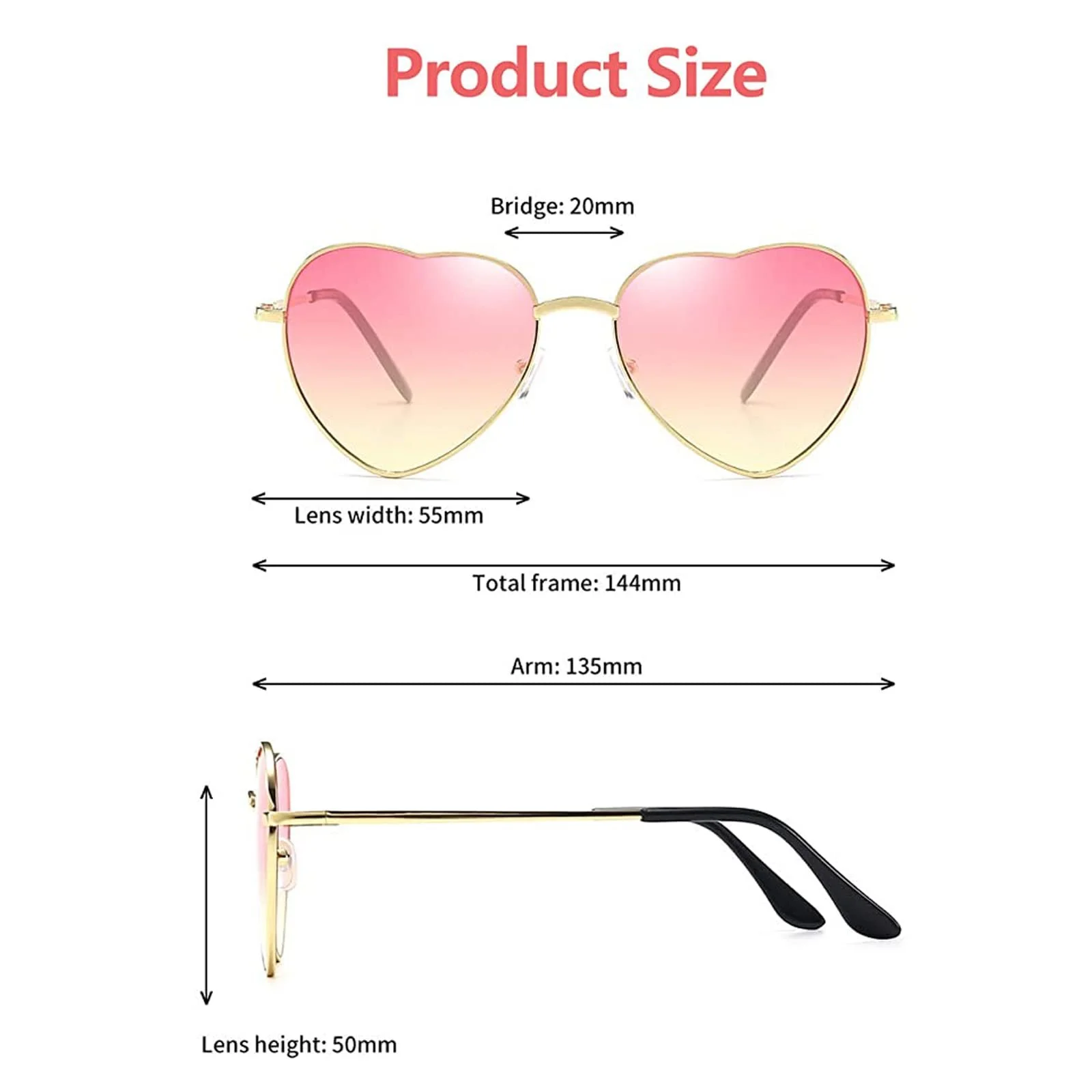 Солнцезащитные очки Сердце Металл Ретро Форма сердца, фото №2