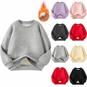 Свитшот Generisch однотонный флисовый пуловер для девочек, большой размер, с круглым вырезом, спортивный, удобный, с длинными рукавами, хлопковый верх, ребристый подол, классический верх synthetic.ua - Фото 1