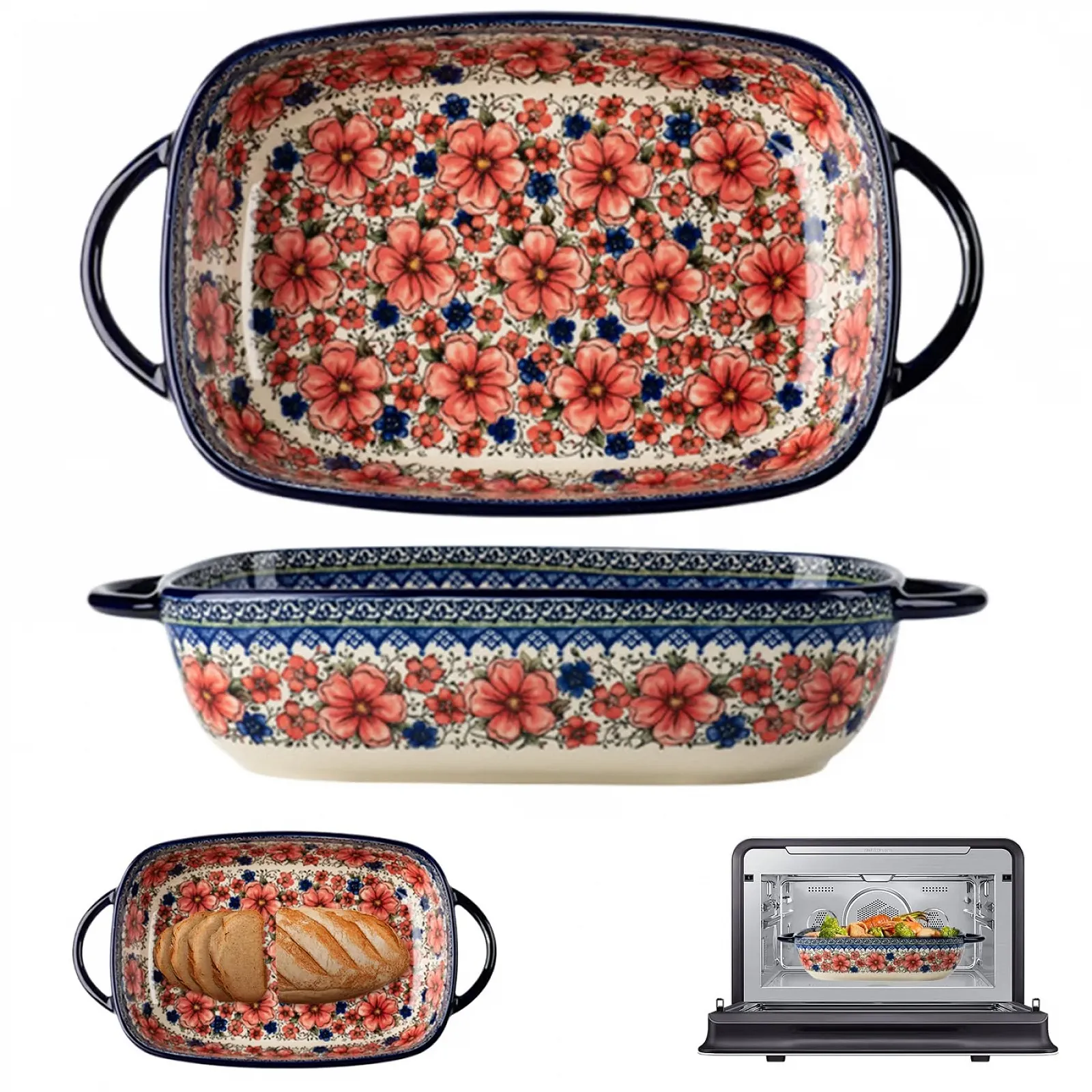 Форма для лазаньи Керамическая Прямоугольная С ручками 33,5 x 19 см 1,9 л, фото №7