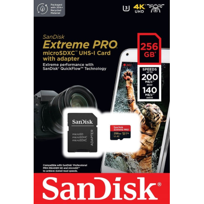 Карта памяти SanDisk 256 GB microSDXC UHS-I U3 Extreme Pro SD Adapter (SDSQXCD-256G-GN6MA), фото №5 Карта памяти SanDisk 256 GB microSDXC UHS-I U3 Extreme Pro SD Adapter (SDSQXCD-256G-GN6MA), фото №5
