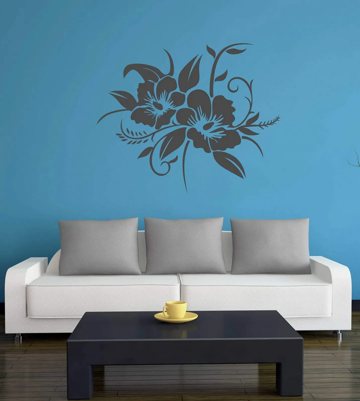 Наклейка на стену Hibiscus flower design A690 40 x 33 см, фото №2