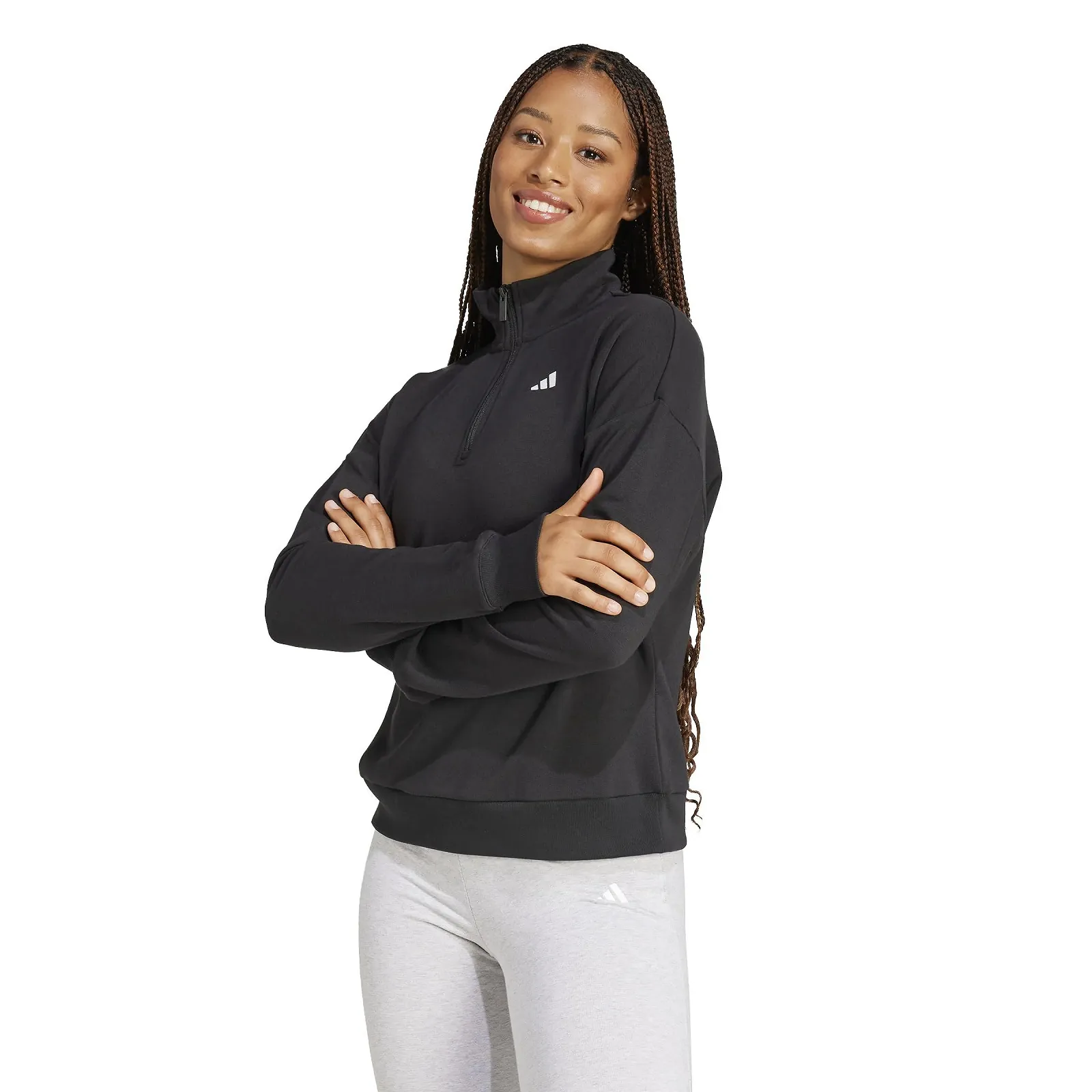 Женская Толстовка adidas Essentials Small Logo French Terry Quarter Zip (1 шт.), фото №3 Женская Толстовка adidas Essentials Small Logo French Terry Quarter Zip (1 шт.), фото №3