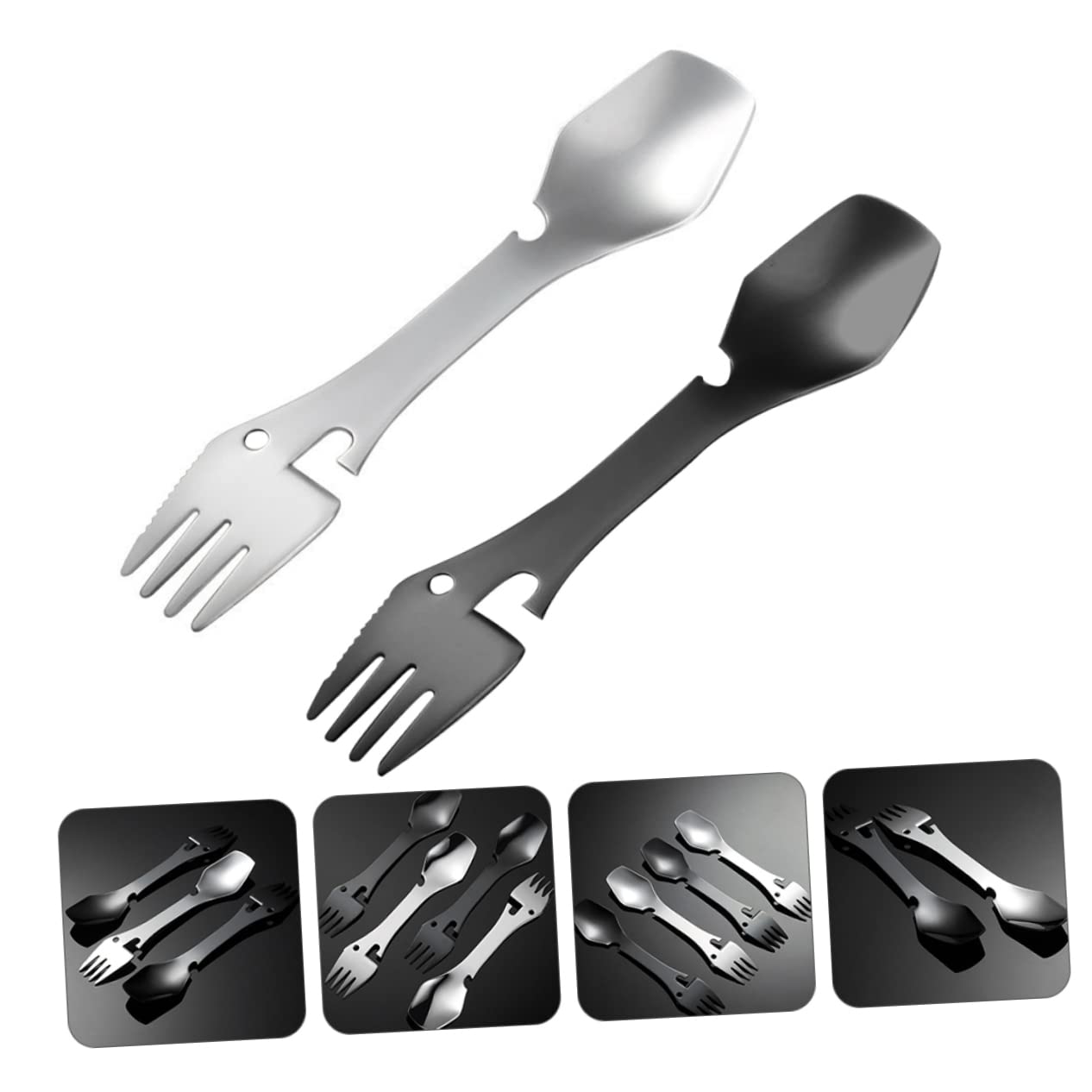 Ложки Abaodam Спорки для походів з нержавіючої сталі набор 6 шт., фото №2 Ложки Abaodam Спорки для походів з нержавіючої сталі набор 6 шт., фото №2