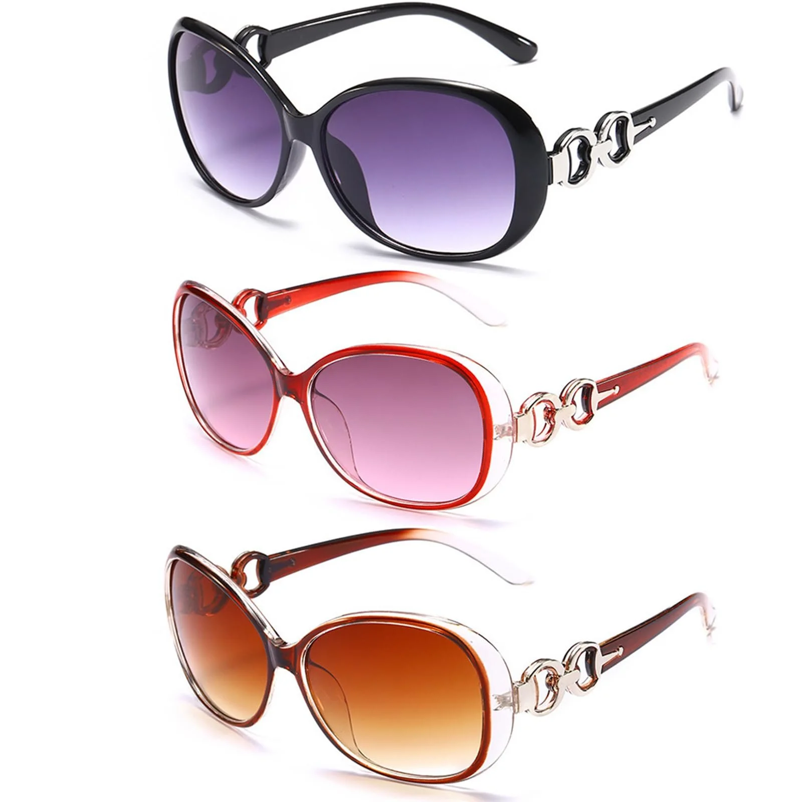 Сонцезахисні окуляри Жіночі FeiOne Retro Oversized Поляризовані Коричневий + Чорний + Червоний (3 шт.), фото №1