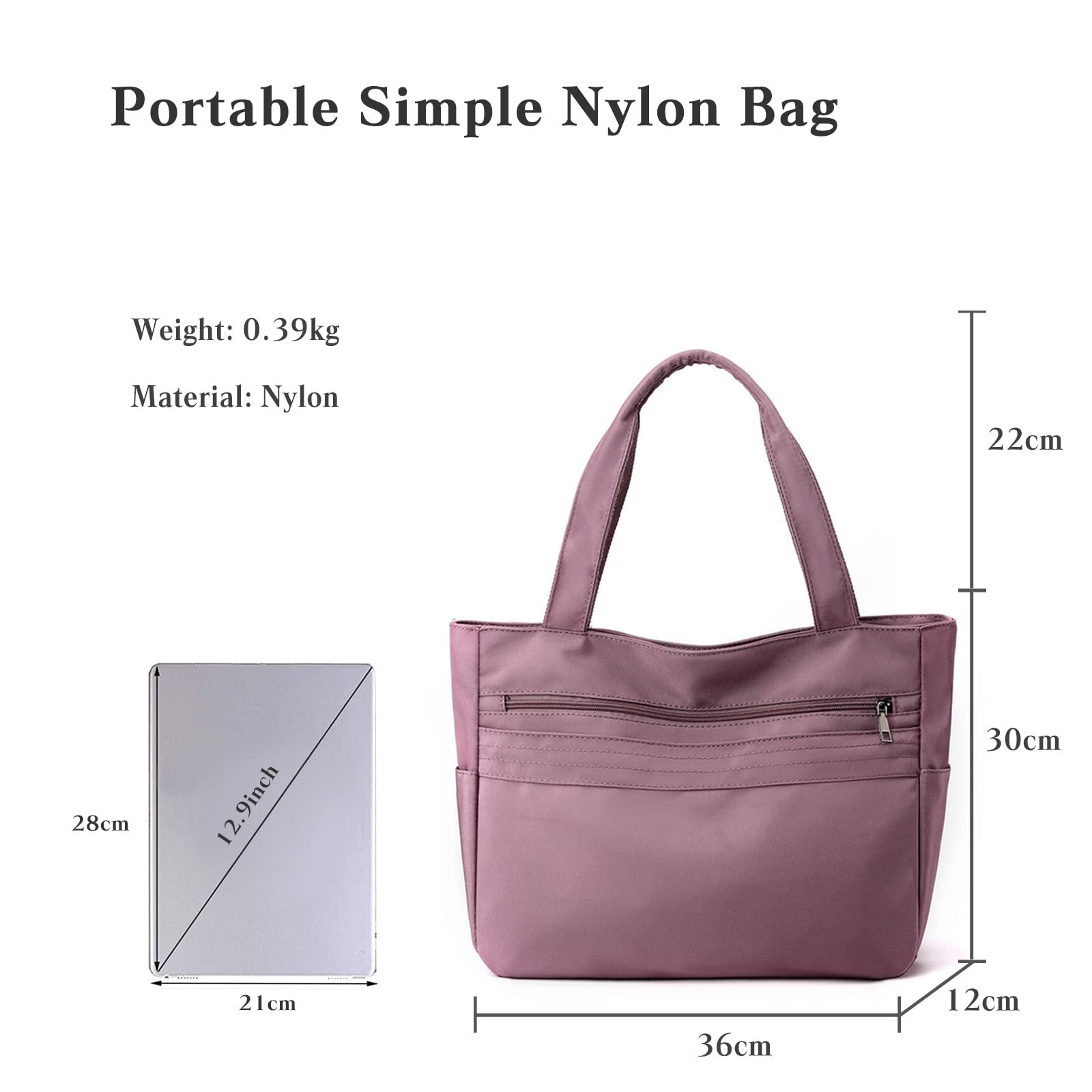 Жіноча Сумка з Верхньою Ручкою CORIOS, нейлонова, водонепроникна, багатофункціональна, легка, L, фіолетова, модна, фото №4