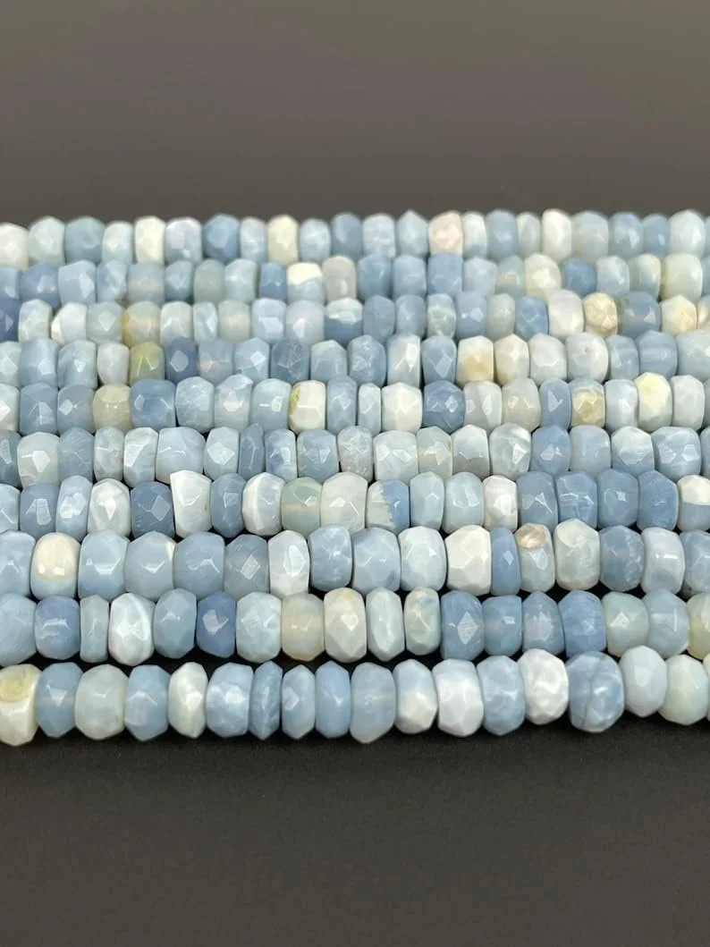 Бусины Опал Голубой Натуральный Rондель Фацетированный 4.5-5 мм, фото №2