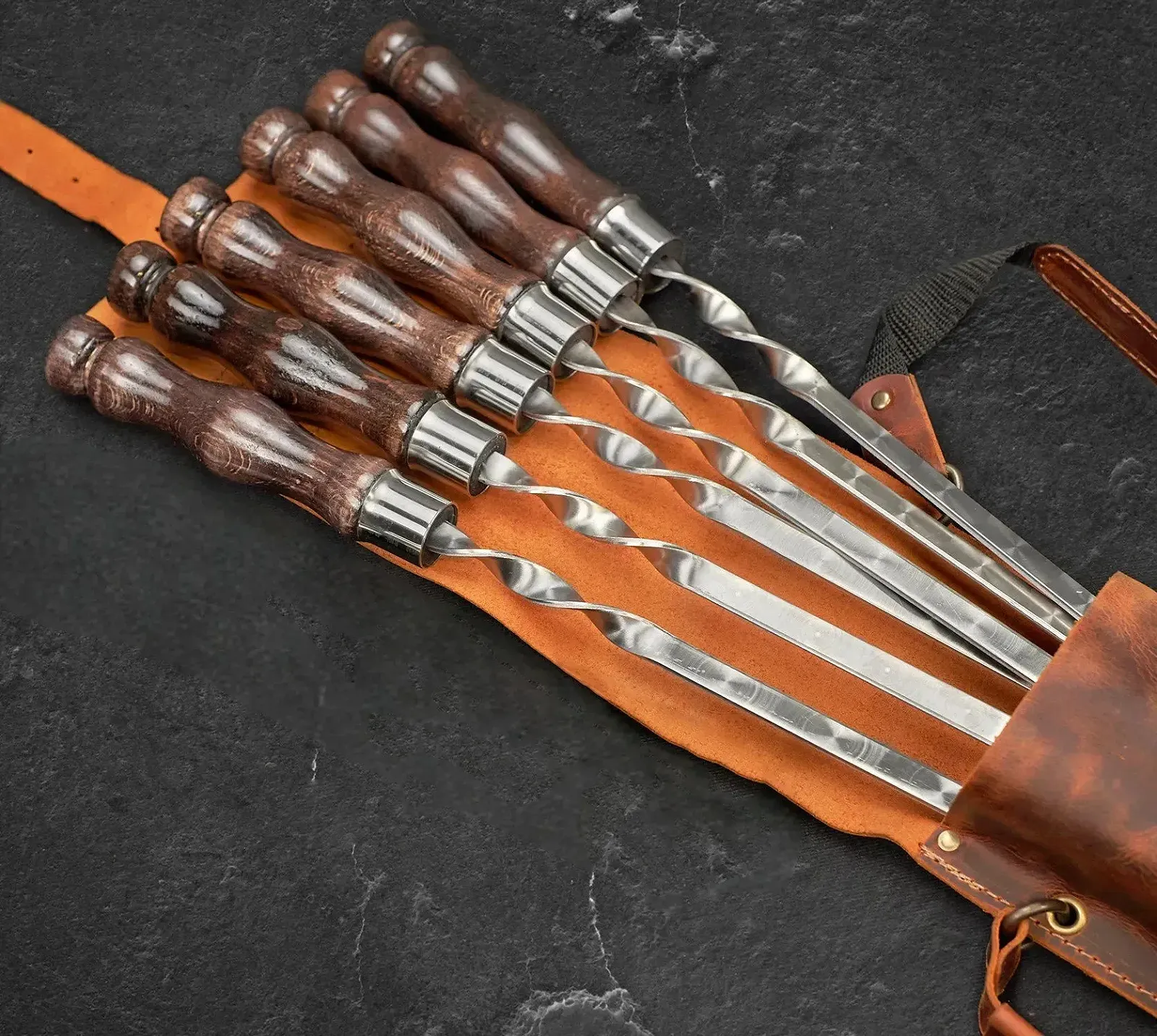 Набор шампуров "Асгард Lite", в кожаном кейсе, 6 предметов, фото №3