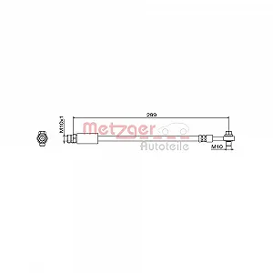 Гальмівний шланг METZGER 4111827 GREENPARTS для AUDI VW, задня вісь зліва - Фото 1