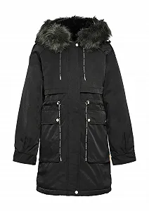 Женское пальто QS со съемным искусственным мехом - Фото 1