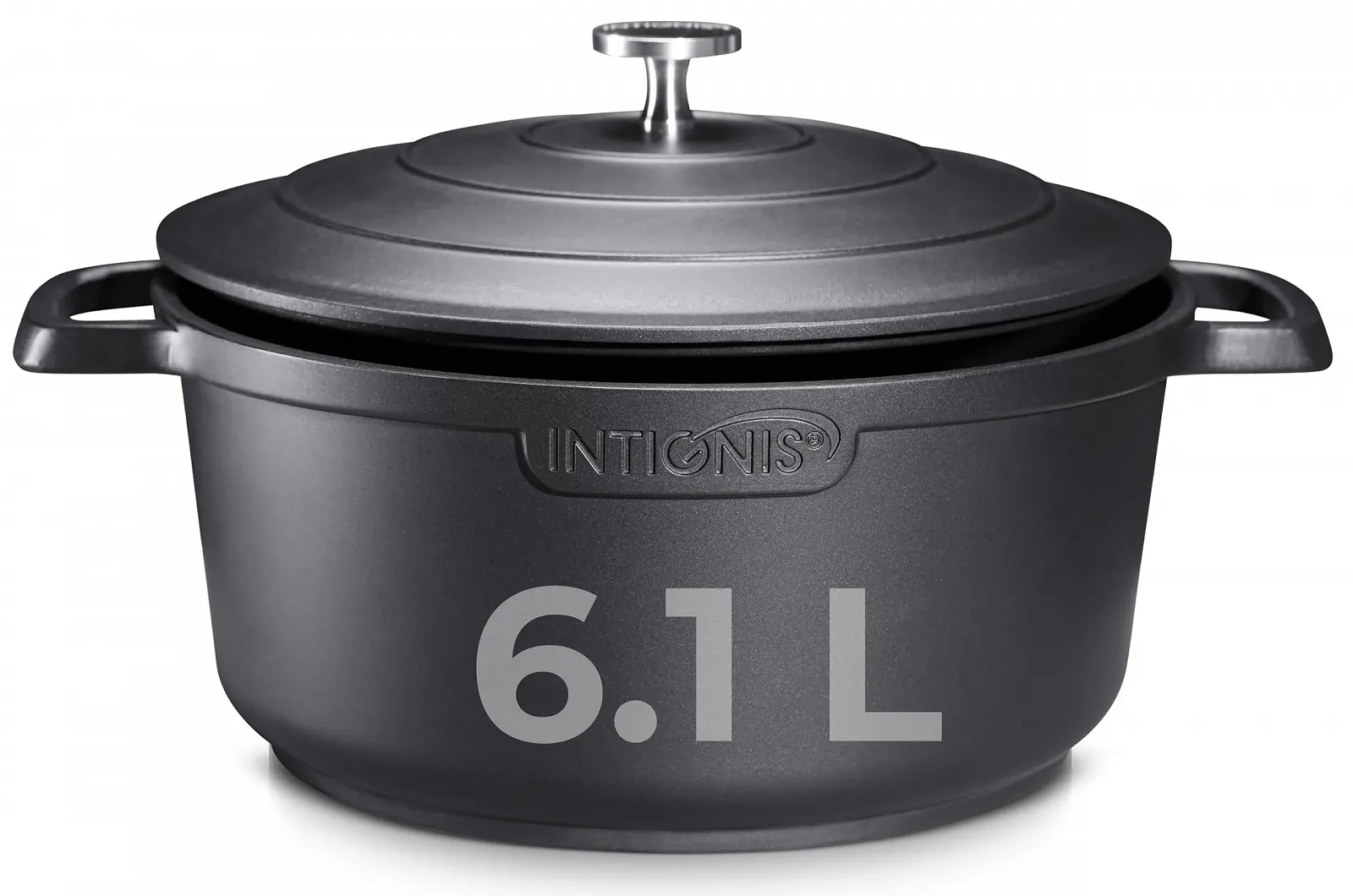 Кастрюля INTIGNIS 28 см 6 л антипригарная индукционная матовая черная, фото №1