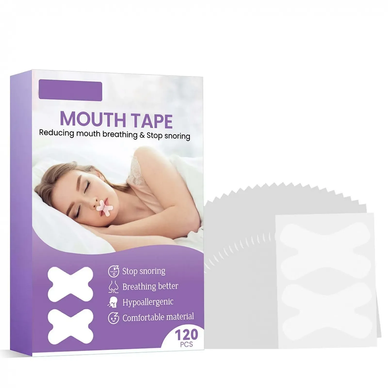 Пластирі для сну EONFAVE, 120 шт, для покращення сну та дихання, допомагають запобігти хропінню, фото №1