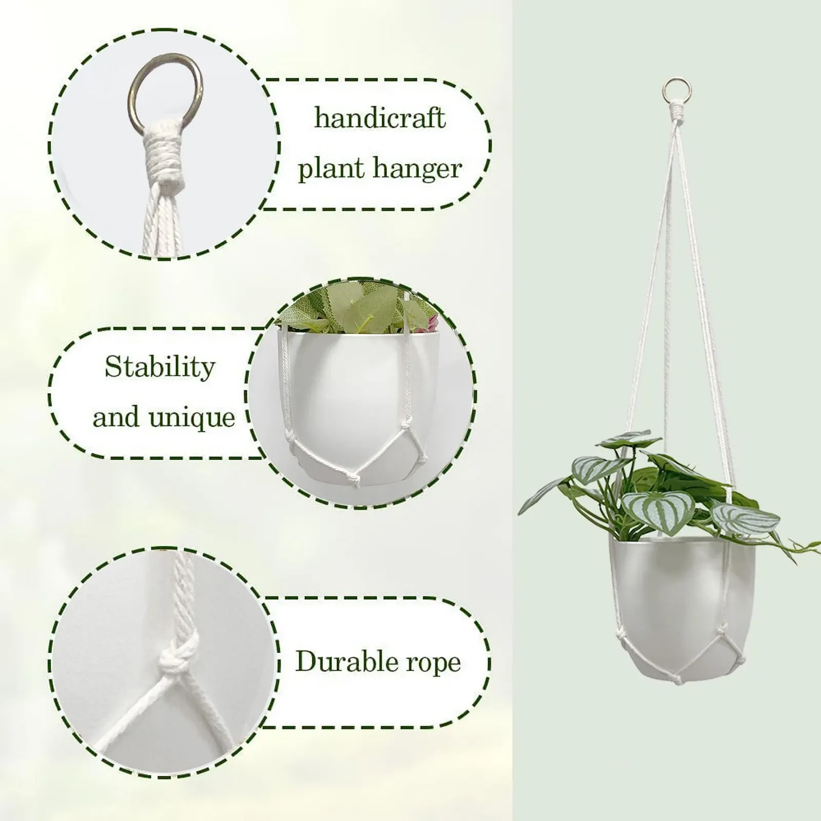 Тримачі для вазонів HanYun макраме набір 5 шт. бавовняна мотузка 74 см, фото №4 Тримачі для вазонів HanYun макраме набір 5 шт. бавовняна мотузка 74 см, фото №4