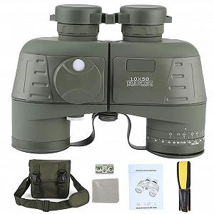 Бінокль Akozon 10x50 Водонепроникний Нічного Бачення Дальномір Компас BAK4 Призма - Фото 1