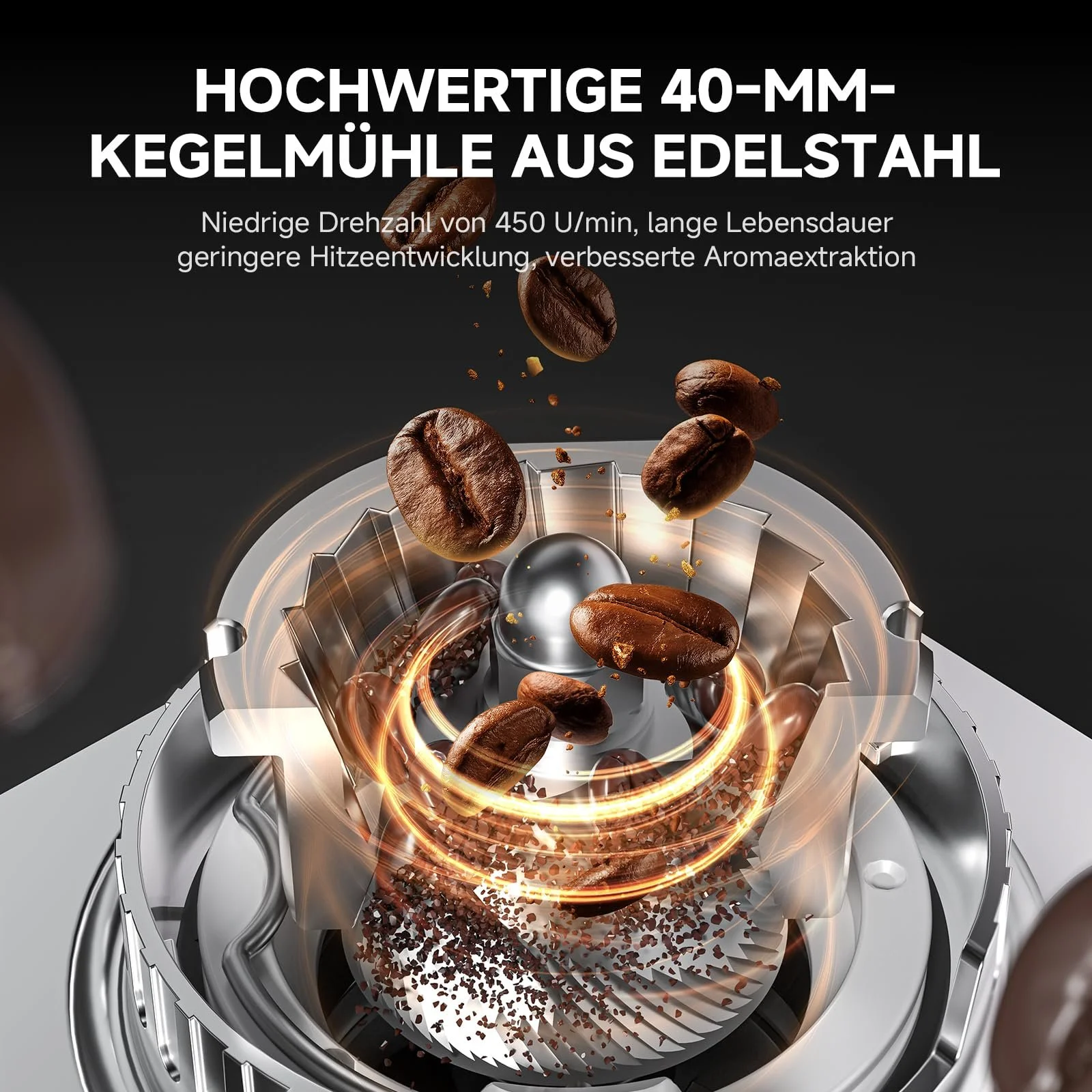 Электрическая кофемолка AMZCHEF с держателем фильтра, 45 уровней помола для эспрессо, фото №5 Электрическая кофемолка AMZCHEF с держателем фильтра, 45 уровней помола для эспрессо, фото №5