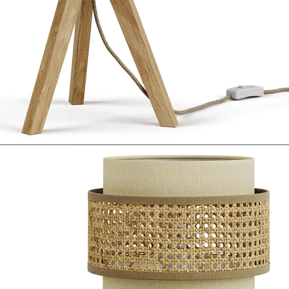 Настільна лампа Vicco Morten Ротанг Дерево Кремова 26 x 45 см E27, фото №6