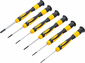 Набір прецизійних викруток Kraftmann 35807 Slotted/Phillips 6 шт Black/Yellow - Фото 1