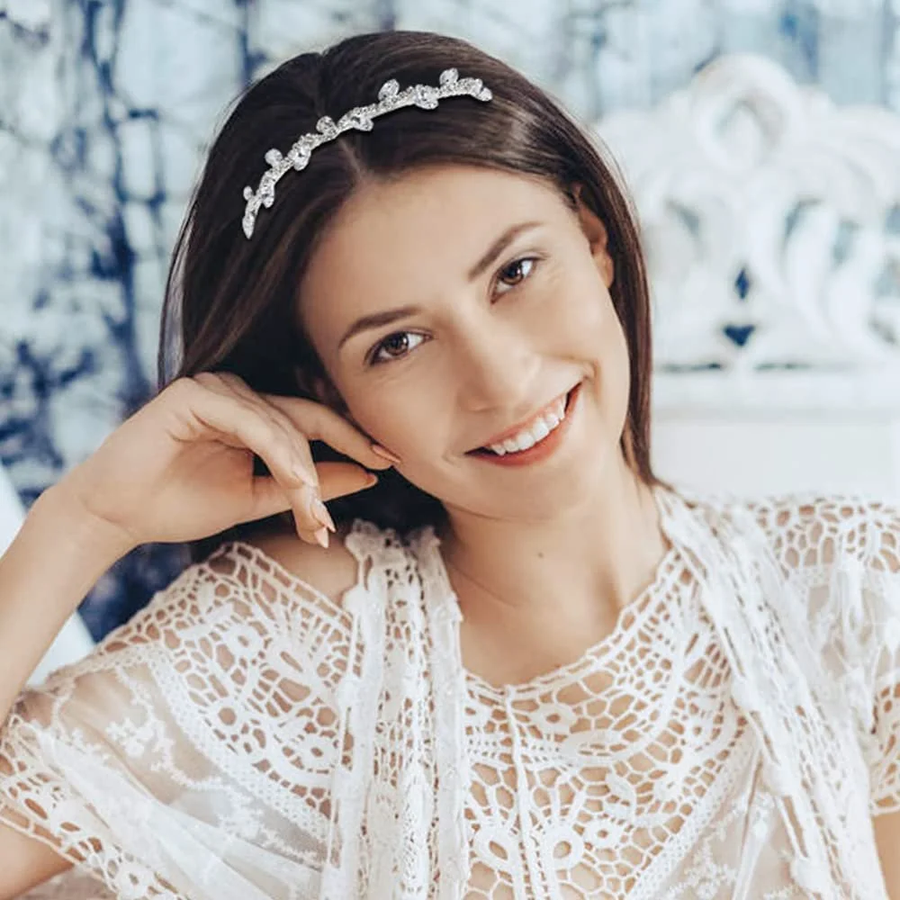 Обруч Метал, сріблястий, оздоблений стразами, перлами та блискітками, 8 шт, фото №3 Обруч Метал, сріблястий, оздоблений стразами, перлами та блискітками, 8 шт, фото №3