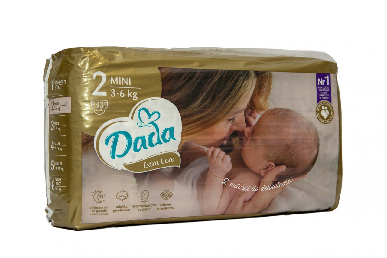 Підгузки Dada Extra Care Розмір 2 Mini 3-6 кг 43 шт, фото №1 Підгузки Dada Extra Care Розмір 2 Mini 3-6 кг 43 шт, фото №1