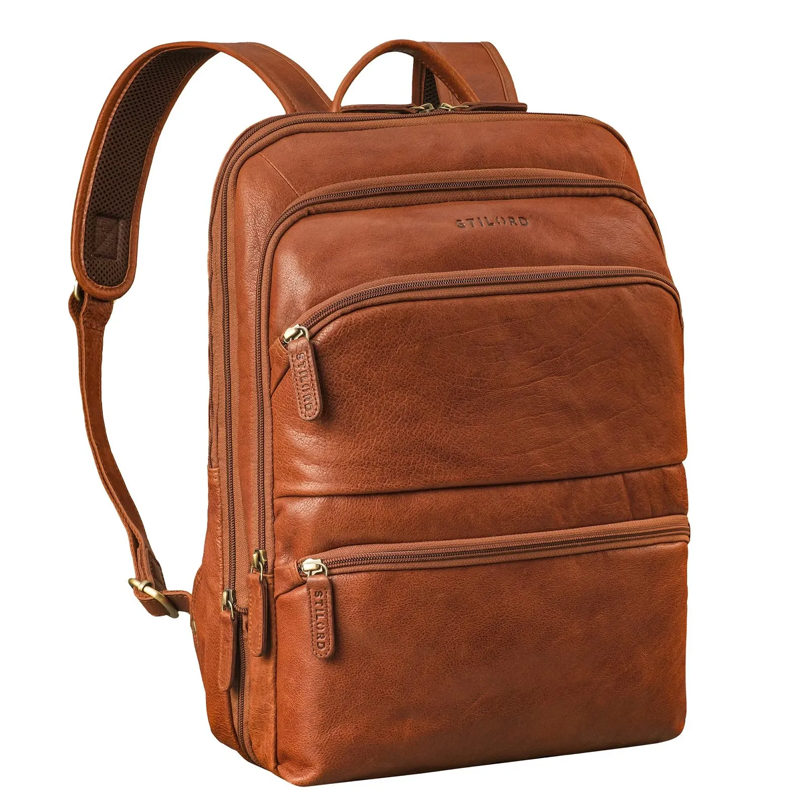 Рюкзак для ноутбука STILORD Giuseppe 15.6-16 дюймов Кожаный Tan - Dark Brown, фото №1