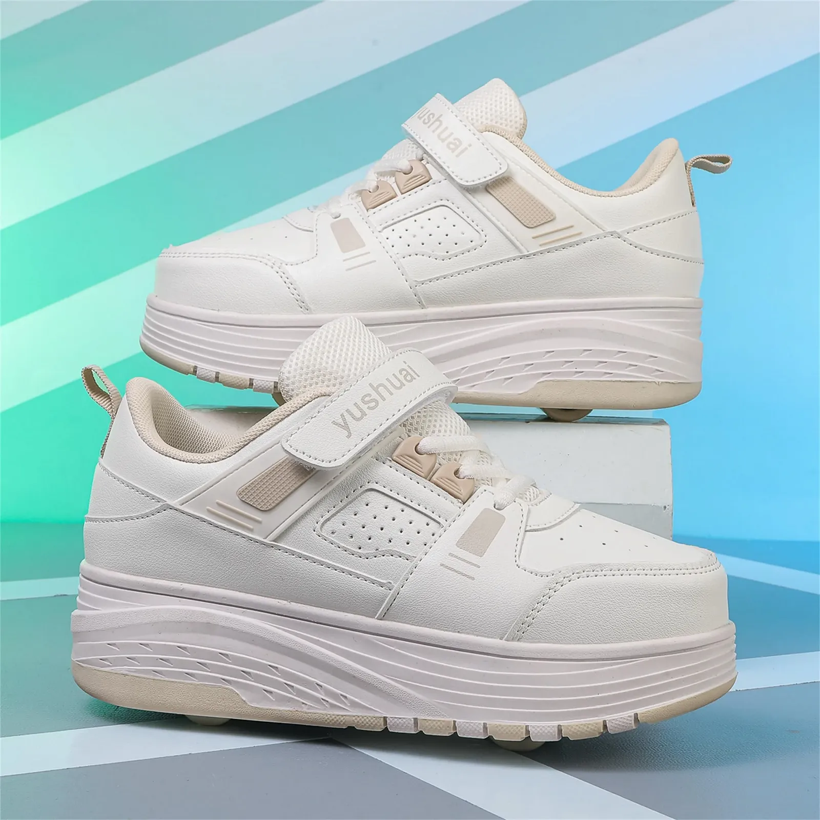 Кроссовки на роликах и девочек, уличные кроссовки на роликах для детей, роликовые кроссовки 2-в-1 с 4 роликами, фото №9