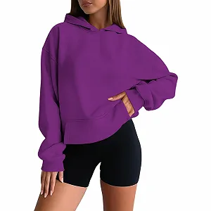 Женский Худи Оверсайз с Капюшоном, Мягкий Худи, Толстовка с Длинными Рукавами, Спортивный Стиль Harajuku Grunge Streetwear - Фото 1